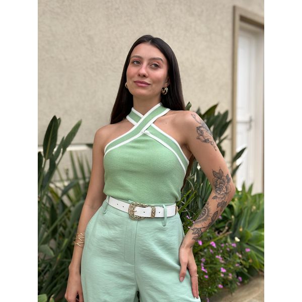 Blusa Tricot em X VERDE CLARO