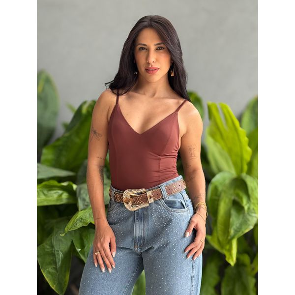 Body Maiô Alças Finas MARROM