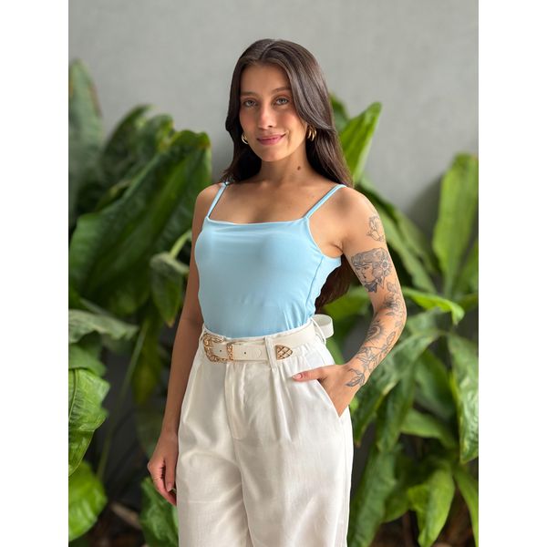 Body Poliamida Alças Finas AZUL BEBE