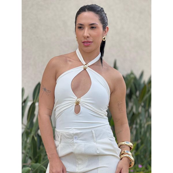 Body Talita com Detalhes e Ferragem em Ferragem CREME