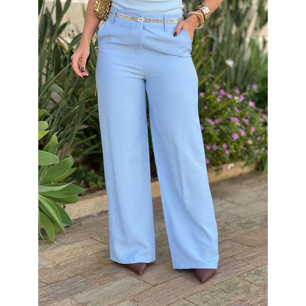 Calça Pantalona Jordana em Liocel AZUL CLARO