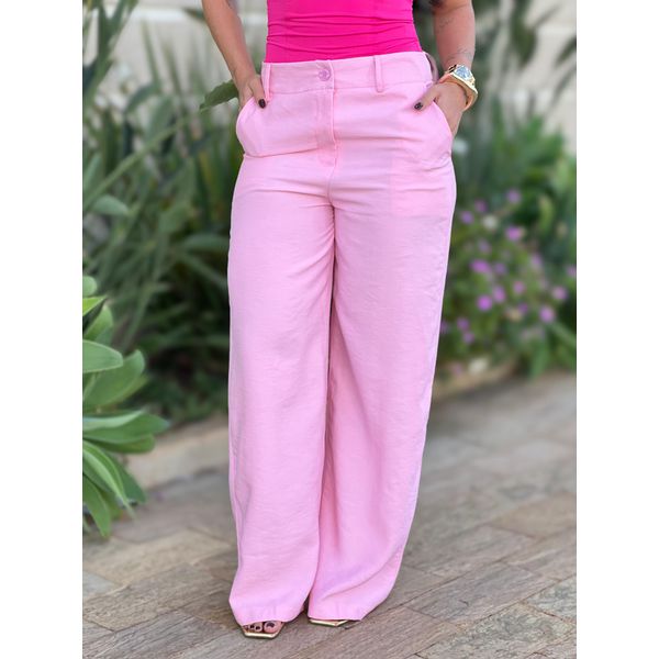 Calça Pantalona Jordana em Liocel ROSA CLARO