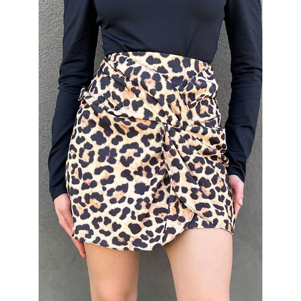 Saia Savana Curta em Alfaiataria ESTAMPADO ANIMAL PRINT