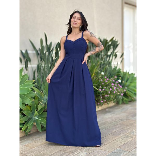 Vestido Longo Janete AZUL MARINHO
