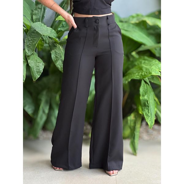 Calça Pantalona Laila em Alfaiataria PRETO