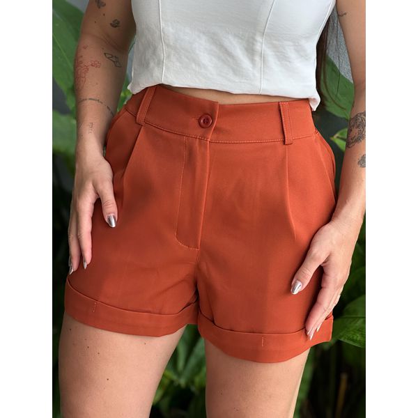 Shorts Alfaiataria com Elástico no Cós TERRACOTA