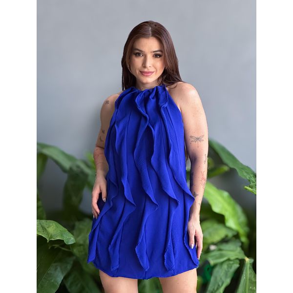 Vestido Babados Aniele AZUL BIC