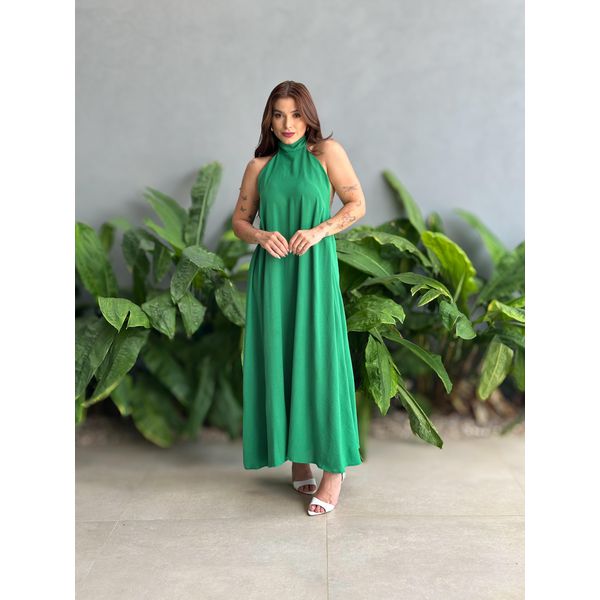 Vestido Longo Luisa Frente Única VERDE BANDEIRA