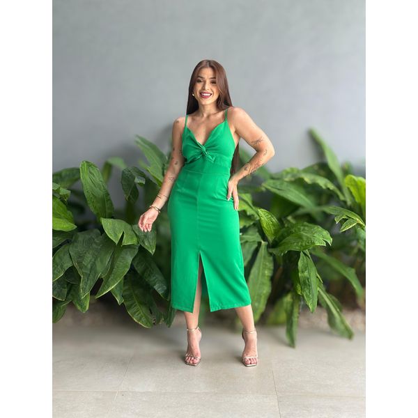 Vestido Poliana Midi em Alfaiataria VERDE BANDEIRA