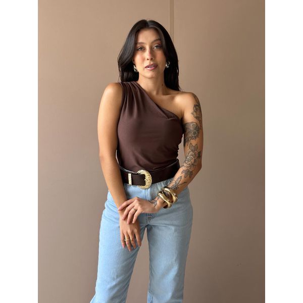 Cropped Alongado Nula Manga MARROM