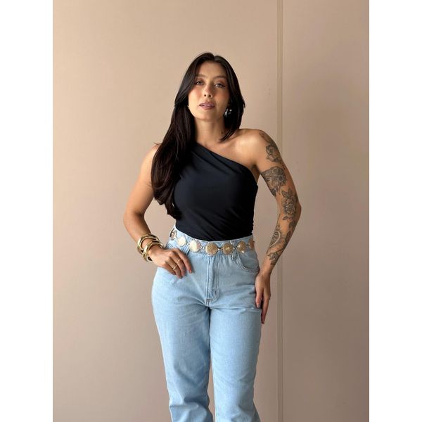 Cropped Alongado Nula Manga PRETO