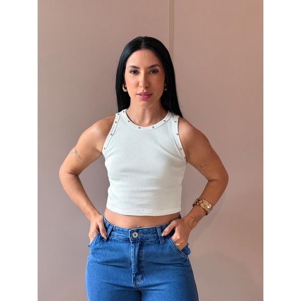 Regata Cropped com Aplicação de Ilhós OFF WHITE