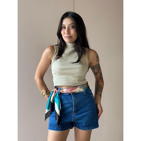 Cropped Virginia em Malha Canelada BEGE