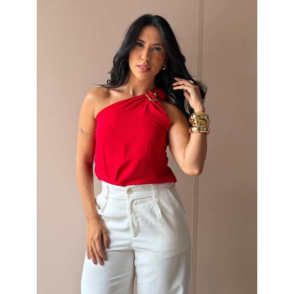 Blusa Grazi Nula Manga com Ferragem VERMELHO