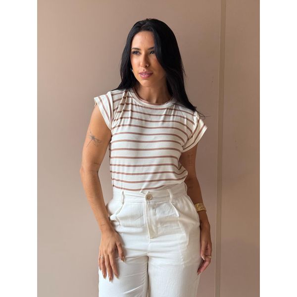 Blusa Muscle Tee LISTRADO BEGE