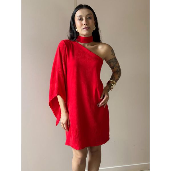 Macaquinho Barbara Nula Manga VERMELHO