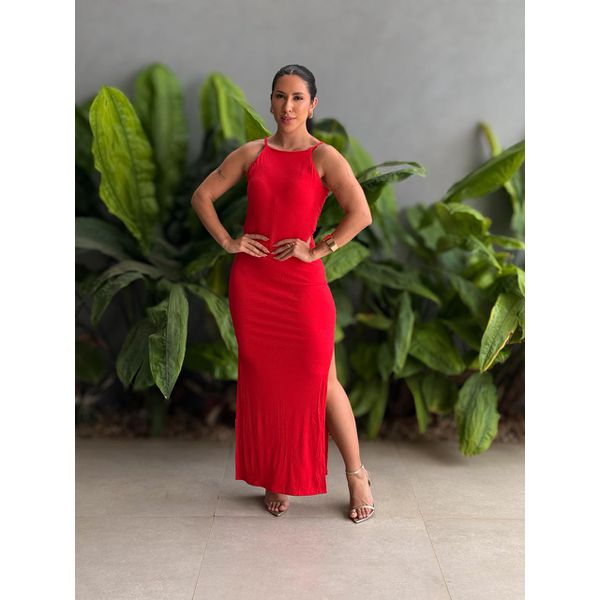 Vestido Longo Costas Nua VERMELHO