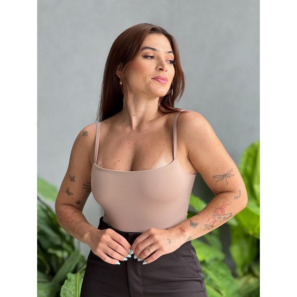 Body Poliamida Alças Finas BEGE