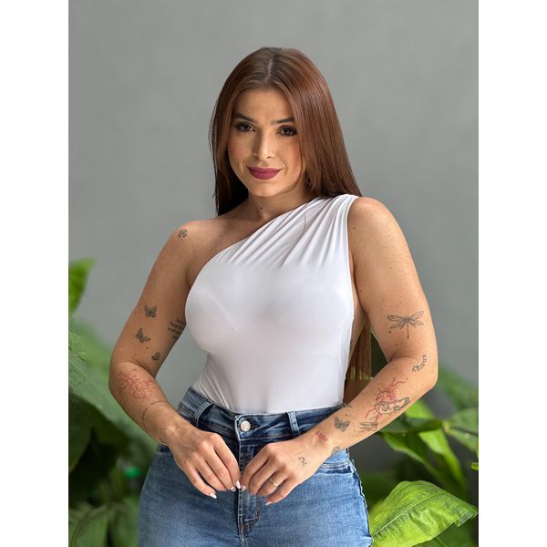Body Nula Manga em Poliamida BRANCO
