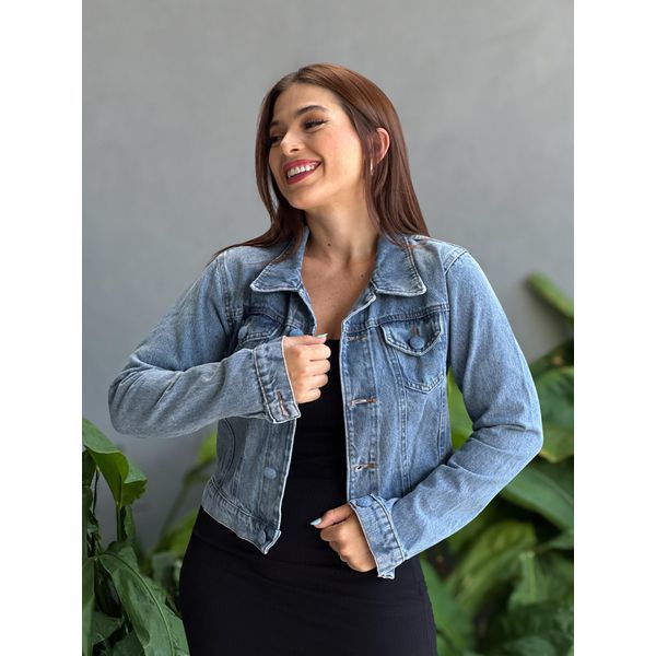 Jaqueta Jeans Botões encapados 101 LAVAGEM MEDIA 