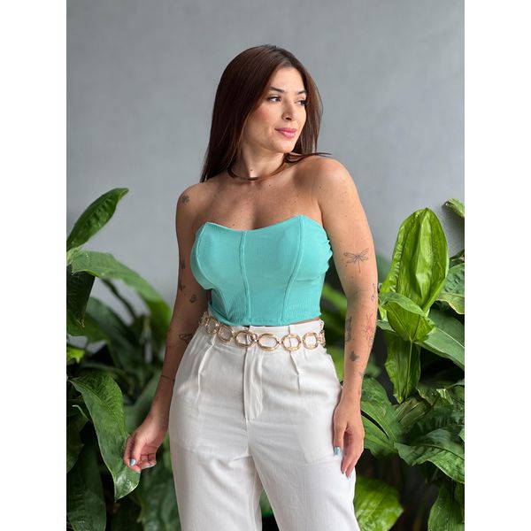Cropped Corselet Tamara VERDE ÁGUA