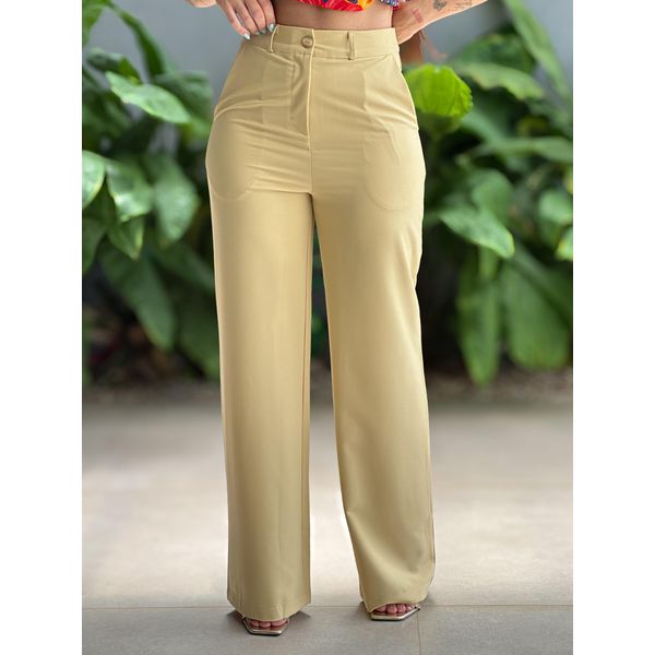 Calça Pantalona Taila em Alfaiataria AMARELO