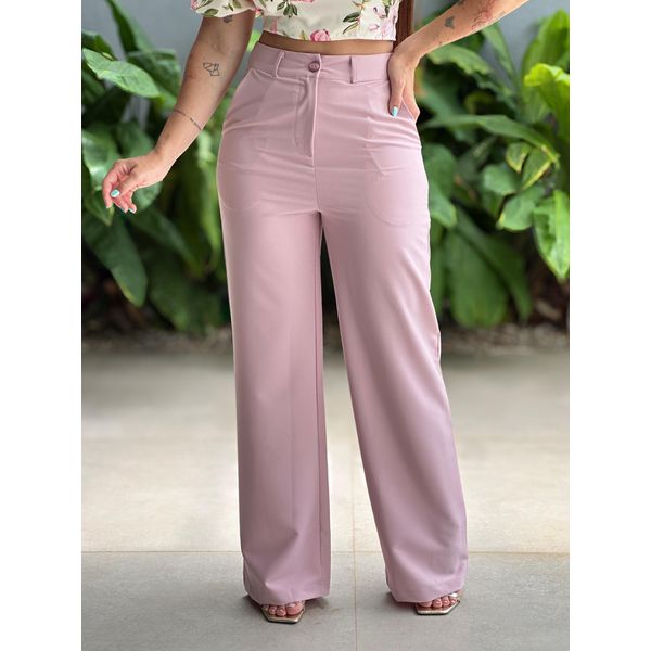 Calça Pantalona Taila em Alfaiataria ROSA BEBE