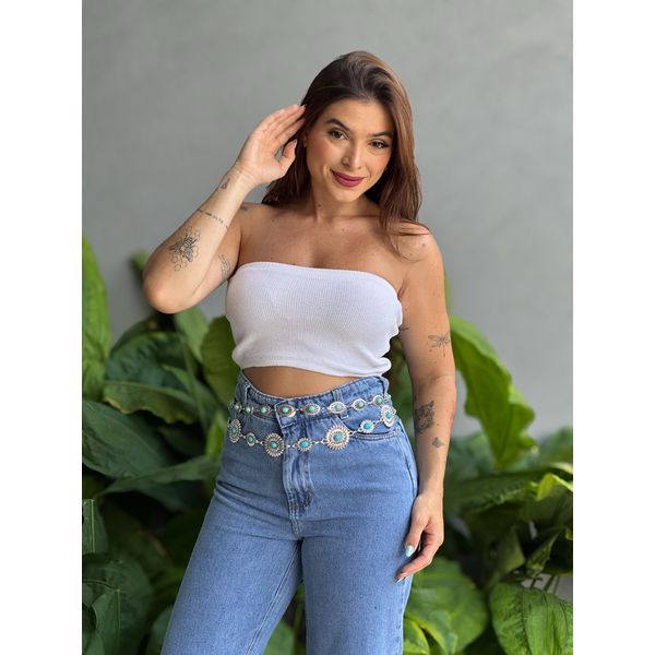 Top faixa em Tricot Modal OFF WHITE