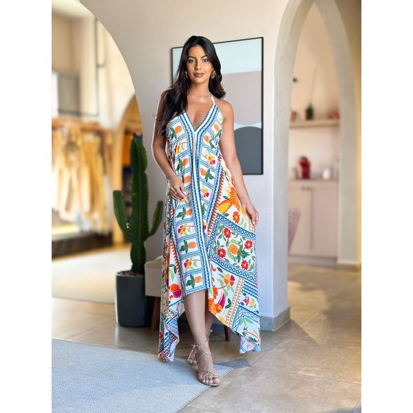 Vestido assimetrico cheap longo