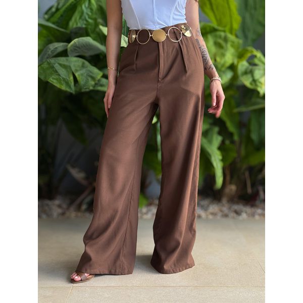 Calça Pantalona Franciele MARROM CHOCOLATE