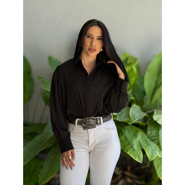 Camisa Lidia Manga Longa PRETO