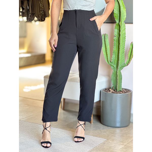 Calça Alfaiataria Zara cós Super Alto PRETO