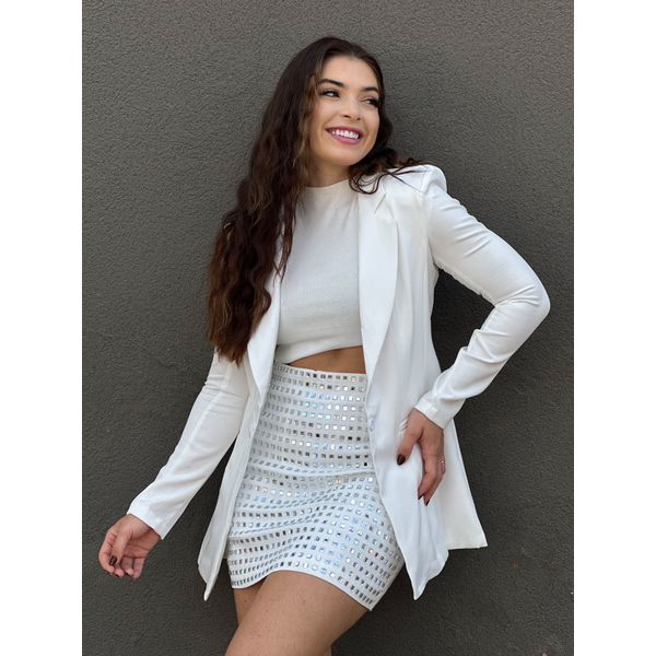 Maxi blazer alfaiataria OFF WHITE