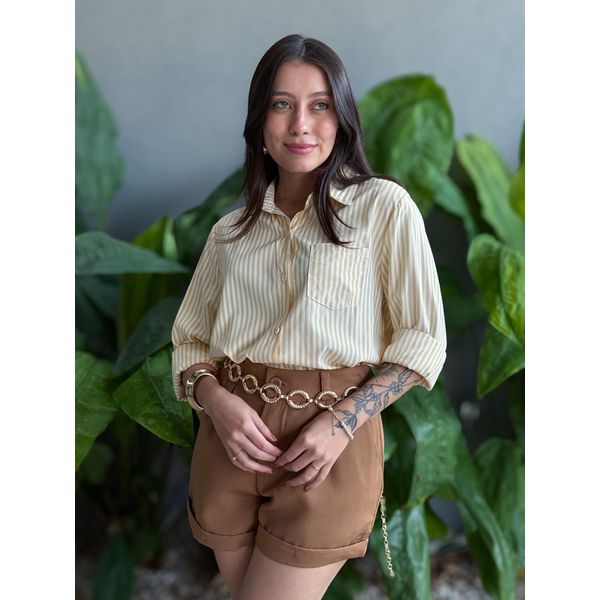 Camisa Listrada BRANCO COM BEGE