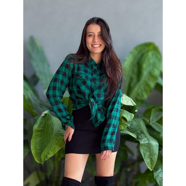 Camisa em Viscose XADREZ VERDE E PRETO