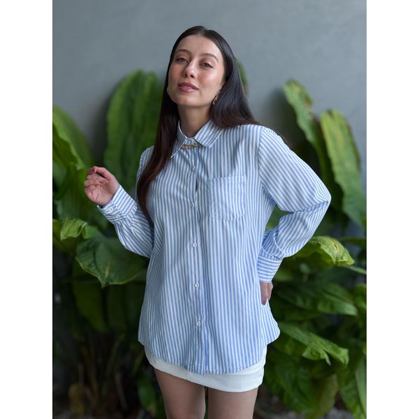 Camisa Listrada BRANCO COM AZUL 