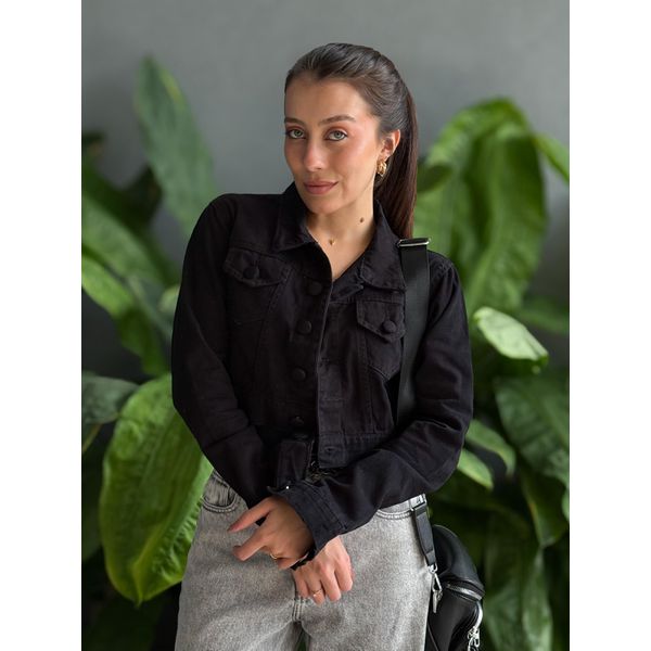 Jaqueta Jeans Cropped 2345 PRETO