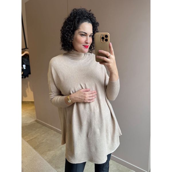 Poncho em Tricot BEGE
