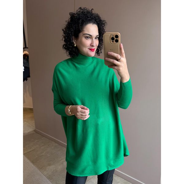 Poncho em Tricot VERDE BANDEIRA