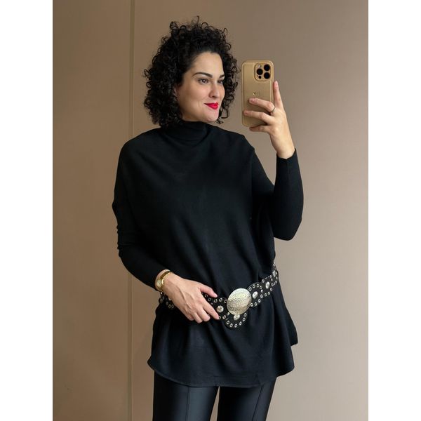 Poncho em Tricot PRETO