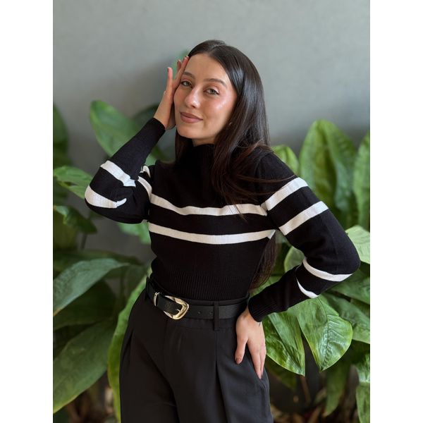 Tricot Belita LISTRADO PRETO