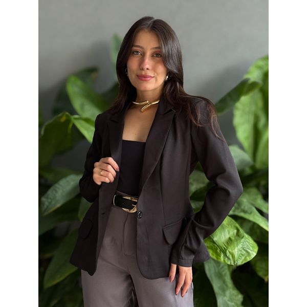 Blazer Curto em Alfaiataria PRETO