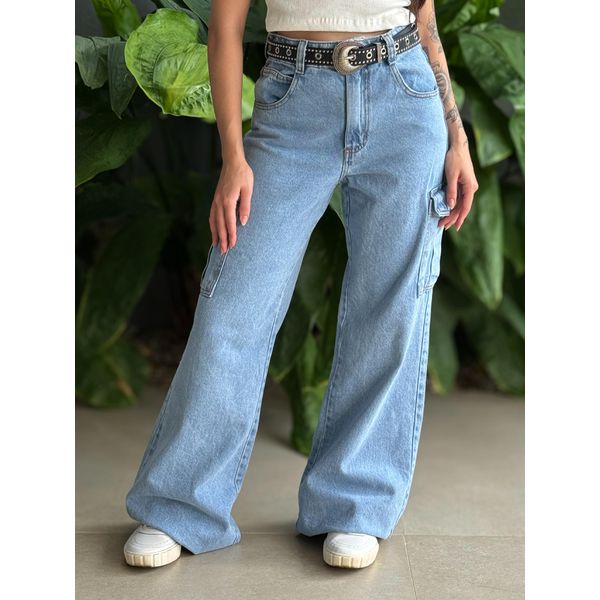 Calça Wide Legg Cargo Nexxo LAVAGEM CLARA 