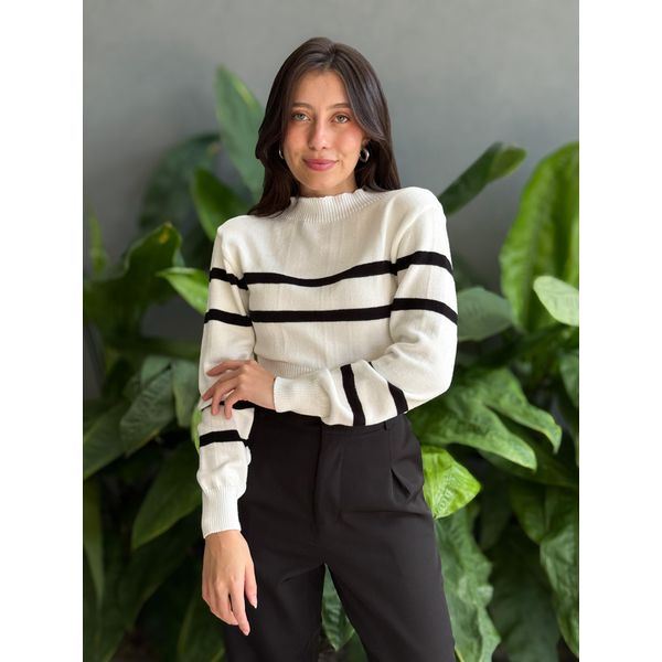 Tricot Belita LISTRADO BRANCO COM PRETO