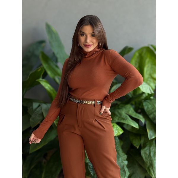 Blusa Jade em Tricot Gola Alta Cacharrel TERRACOTA