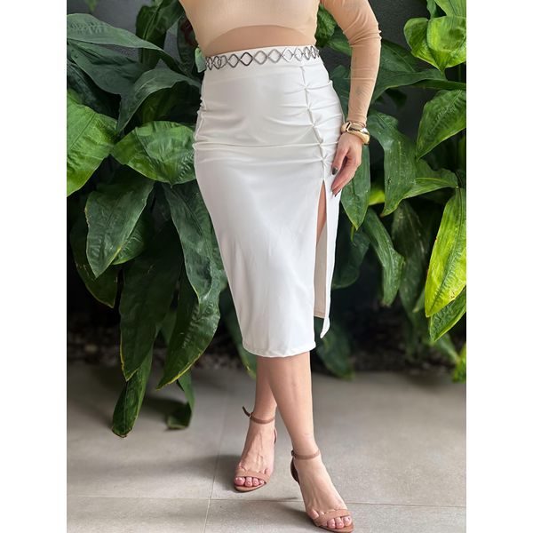 Saia Midi Ponto Roma OFF WHITE