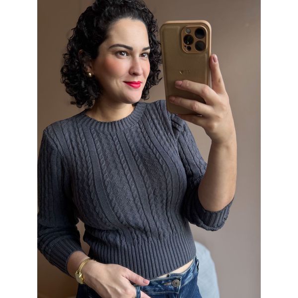 Tricot Olga Manga Longa CINZA CHUMBO