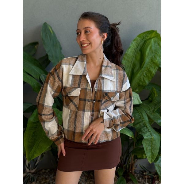 Jaqueta Xadrez BRANCO COM MARROM
