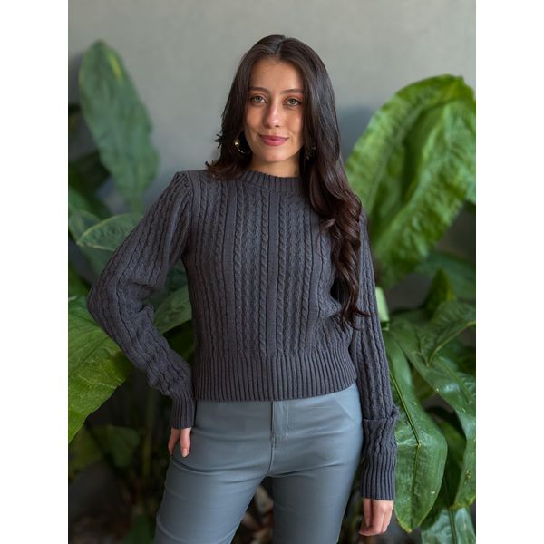 Tricot Olga Manga Longa CINZA CHUMBO