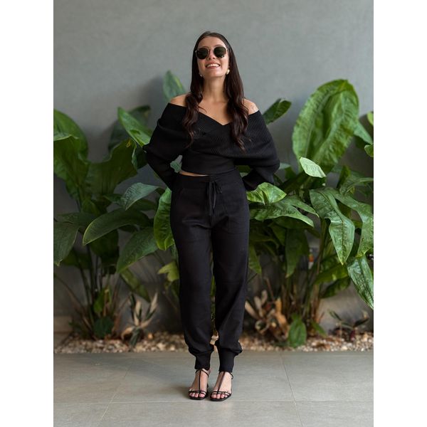 Conjunto Tricot com Toque de Modal PRETO
